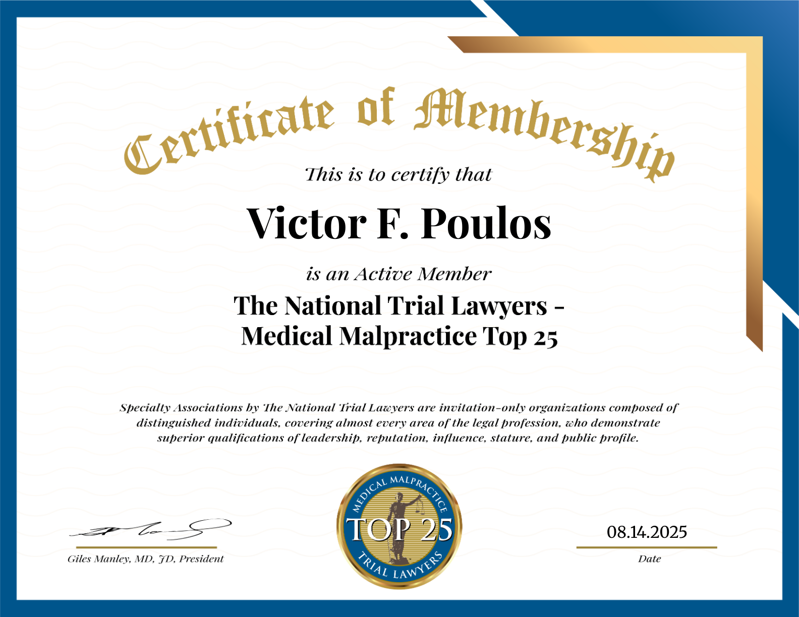 Victor Poulos Medical Malpractice Lawyer Top 25